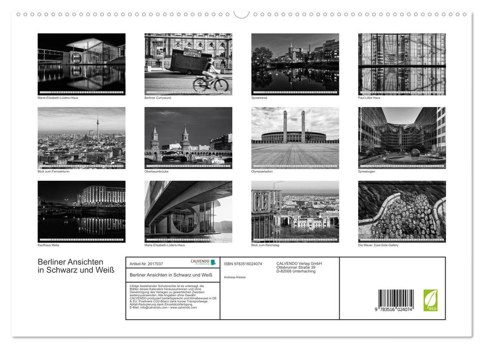 Berliner Ansichten in Schwarz und Weiß (CALVENDO Premium Wandkalender 2026)