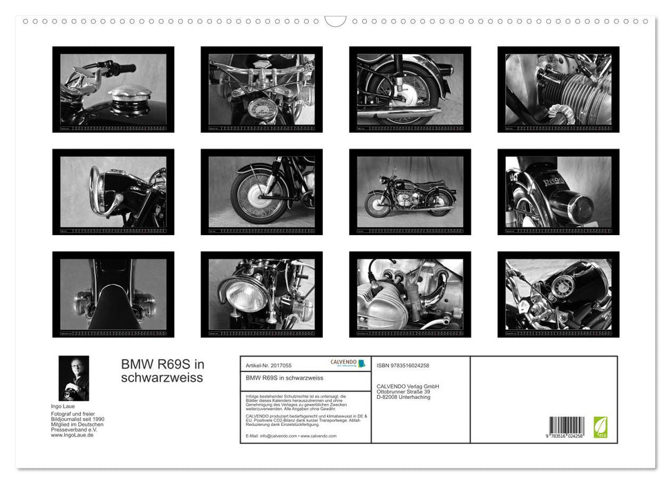 BMW R69S in schwarzweiss (CALVENDO Wandkalender 2026)