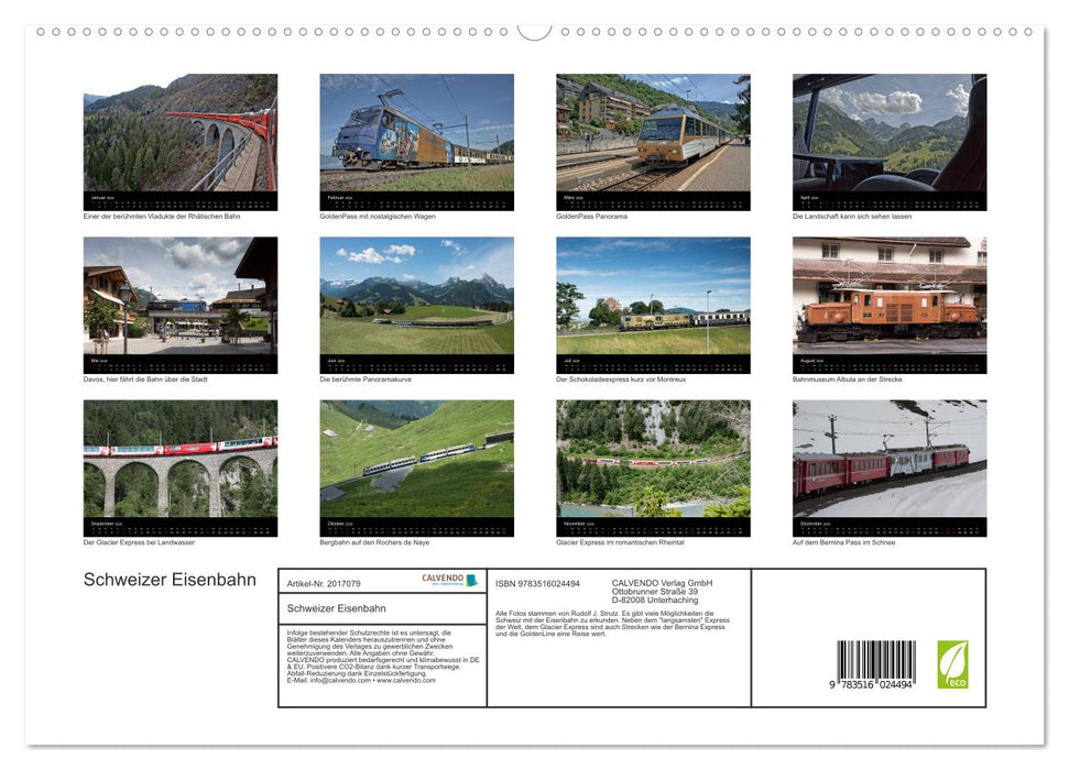 Schweizer Eisenbahn (CALVENDO Premium Wandkalender 2026)