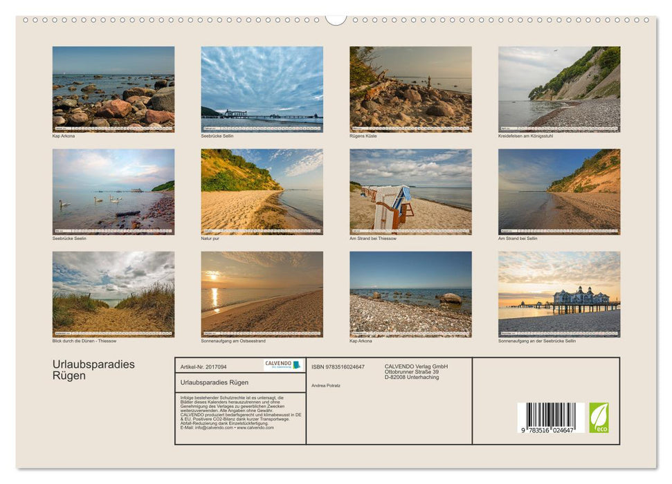 Urlaubsparadies Rügen (CALVENDO Premium Wandkalender 2026)
