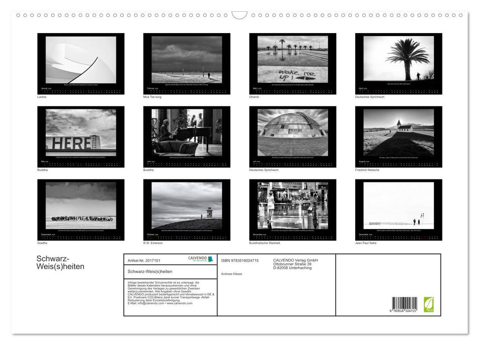 Schwarz-Weis(s)heiten (CALVENDO Wandkalender 2026)