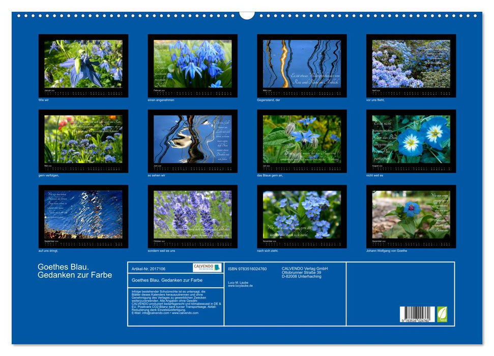 Goethes Blau. Gedanken zur Farbe (CALVENDO Wandkalender 2026)