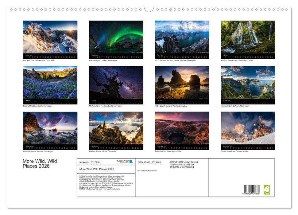 More Wild, Wild Places 2026 (CALVENDO Wandkalender 2026)