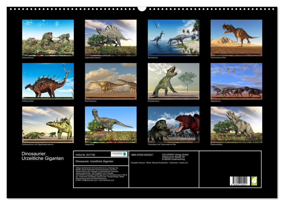 Dinosaurier. Urzeitliche Giganten (CALVENDO Wandkalender 2026)