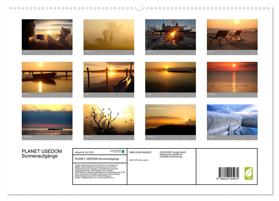 PLANET USEDOM Sonnenaufgänge (CALVENDO Premium Wandkalender 2026)