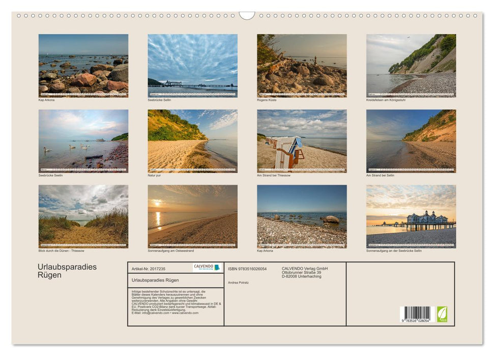 Urlaubsparadies Rügen (CALVENDO Wandkalender 2026)