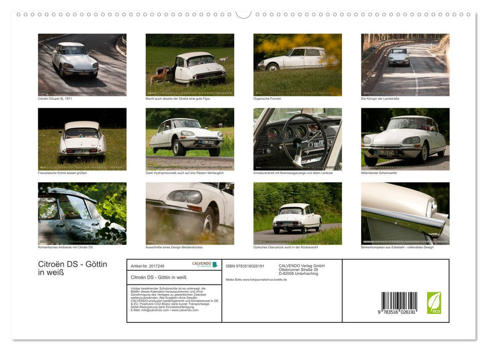 Citroën DS - Göttin in weiß (CALVENDO Premium Wandkalender 2026)