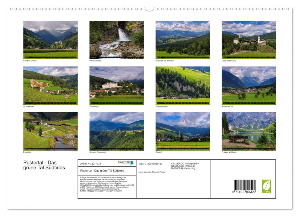 Pustertal - Das grüne Tal Südtirols (CALVENDO Premium Wandkalender 2026)