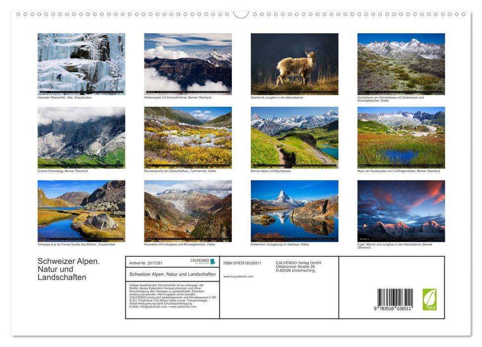 Schweizer Alpen. Natur und Landschaften (CALVENDO Premium Wandkalender 2026)