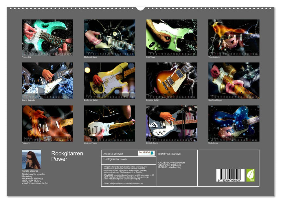 Rockgitarren Power (CALVENDO Premium Wandkalender 2026)