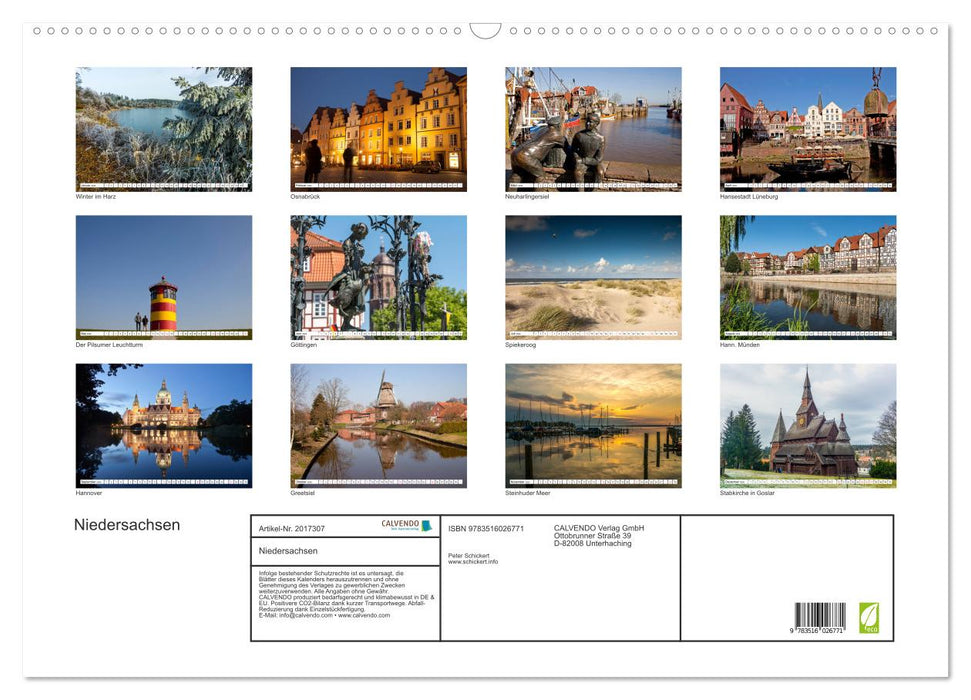Niedersachsen (CALVENDO Wandkalender 2026)