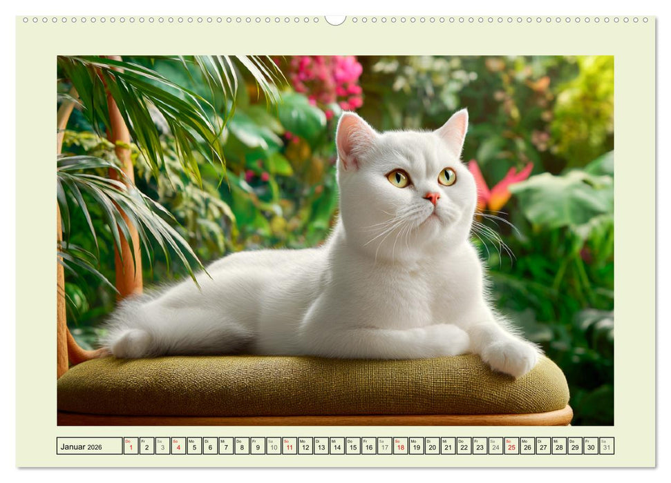 British Shorthair. Sanfte Würde und Katzenglück im Grünen (CALVENDO Wandkalender 2026)