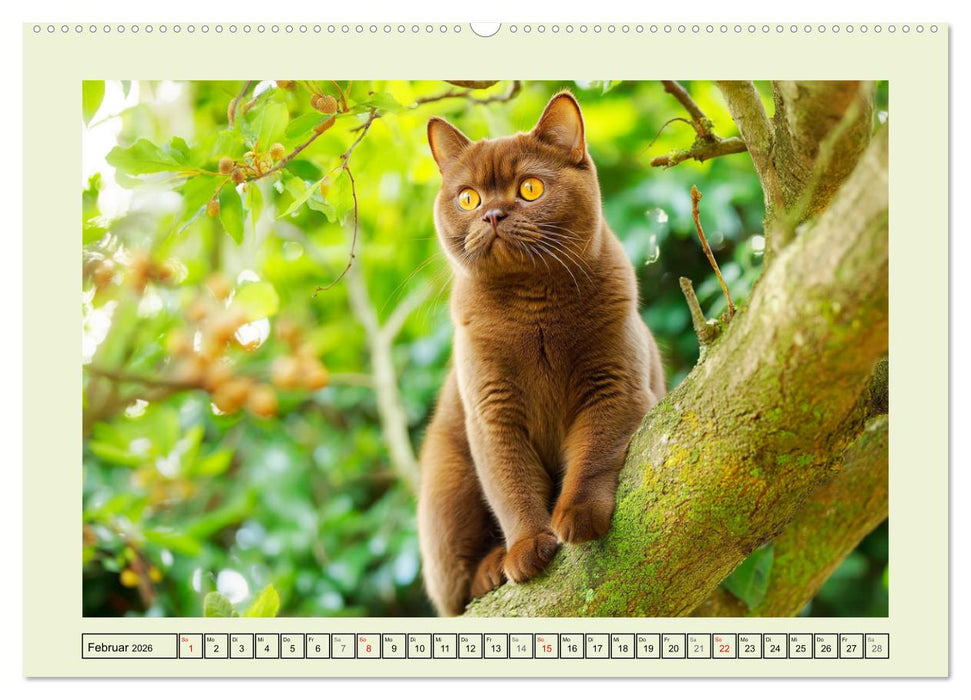 British Shorthair. Sanfte Würde und Katzenglück im Grünen (CALVENDO Wandkalender 2026)