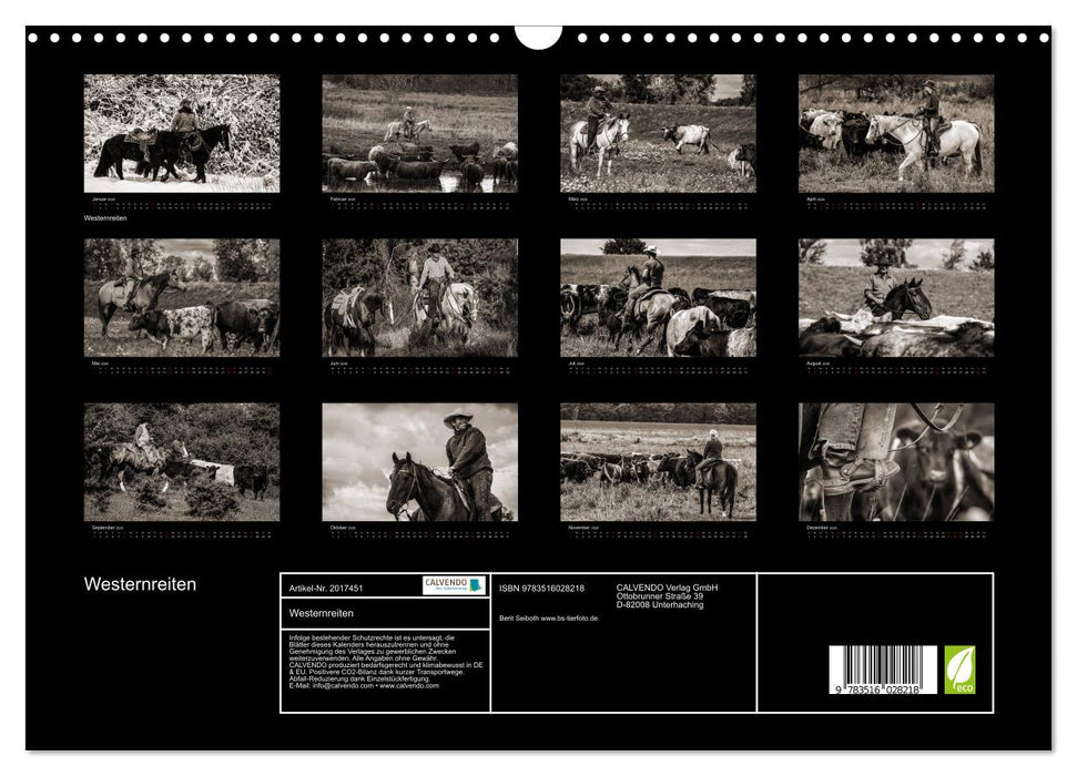 Westernreiten (CALVENDO Wandkalender 2026)