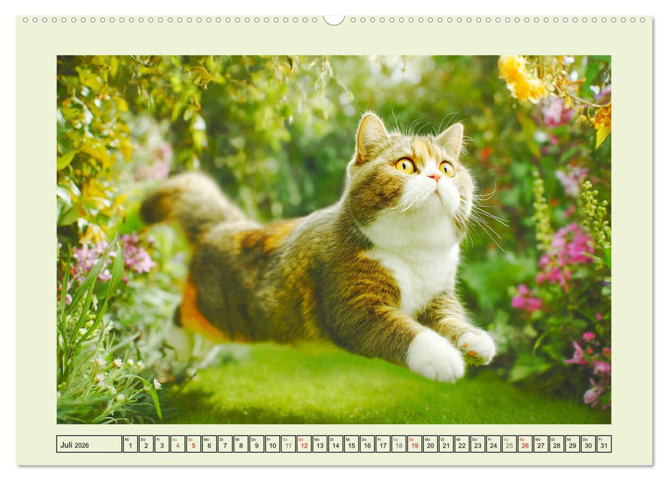 British Shorthair. Sanfte Würde und Katzenglück im Grünen (CALVENDO Premium Wandkalender 2026)