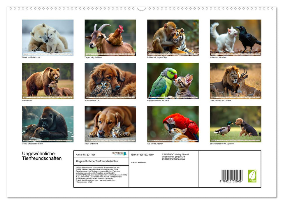 Ungewöhnliche Tierfreundschaften (CALVENDO Premium Wandkalender 2026)