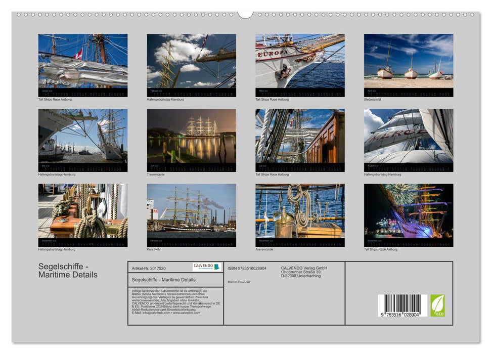 Segelschiffe - Maritime Details (CALVENDO Premium Wandkalender 2026)