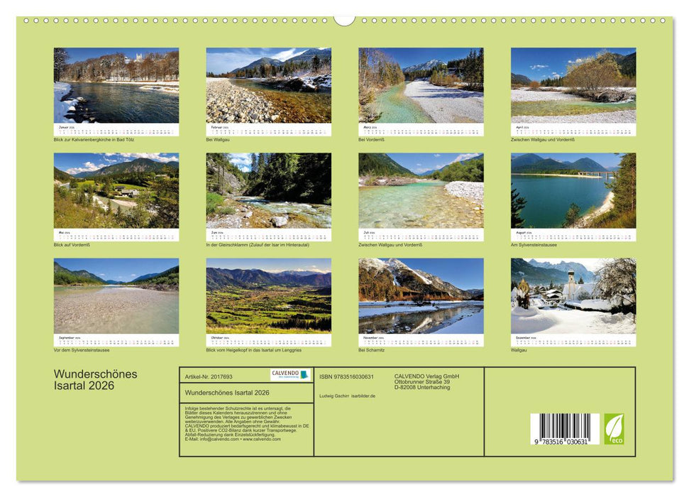Wunderschönes Isartal 2026 (CALVENDO Premium Wandkalender 2026)