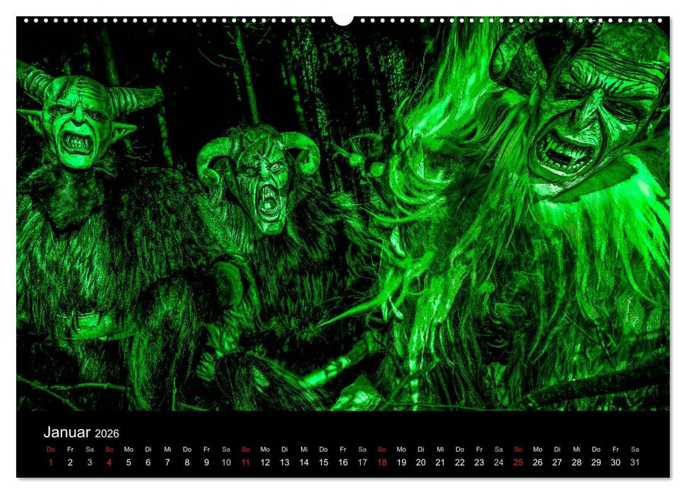Perchten und Krampusse im Voralpenland (CALVENDO Premium Wandkalender 2026)