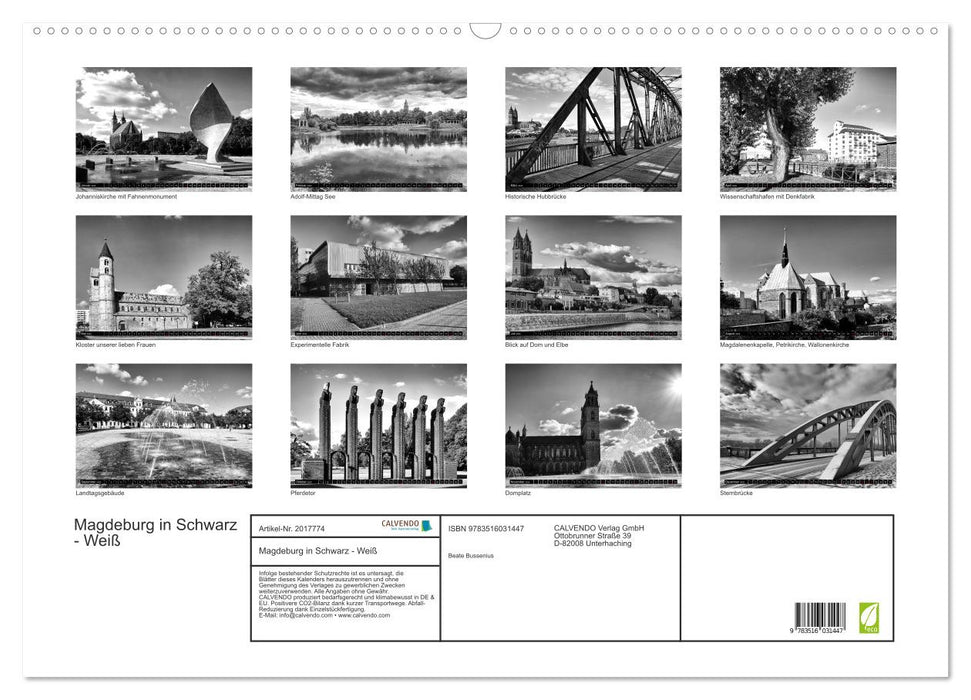 Magdeburg in Schwarz - Weiß (CALVENDO Wandkalender 2026)