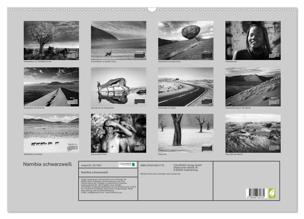 Namibia schwarzweiß (CALVENDO Wandkalender 2026)