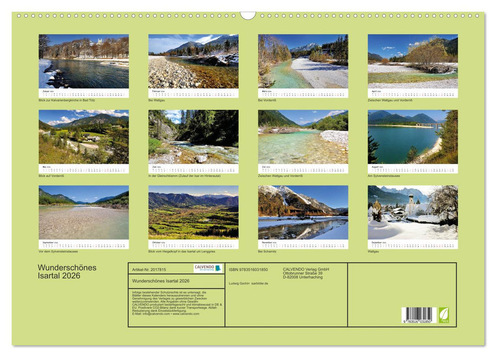Wunderschönes Isartal 2026 (CALVENDO Wandkalender 2026)