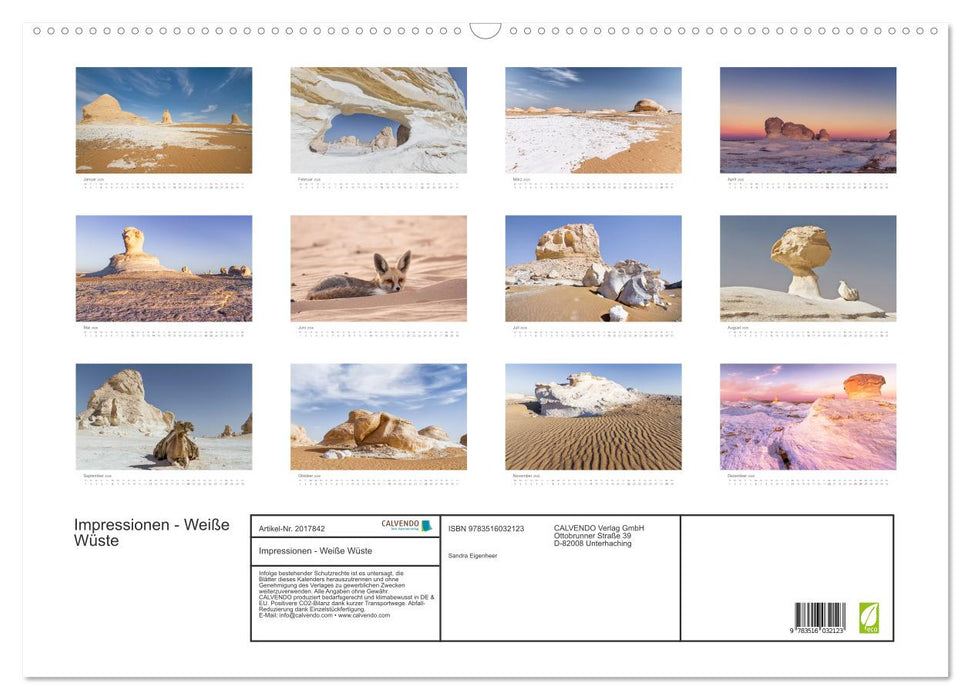 Impressionen - Weiße Wüste (CALVENDO Wandkalender 2026)