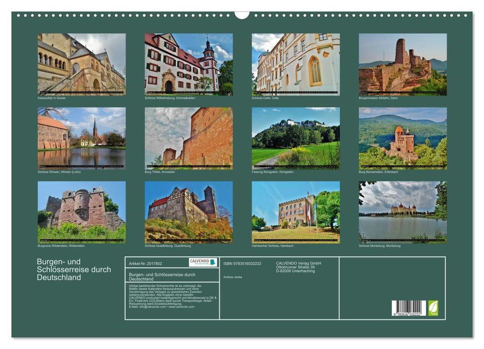 Burgen- und Schlösserreise durch Deutschland (CALVENDO Wandkalender 2026)