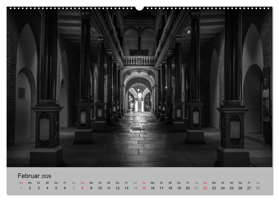 Hansestadt Stralsund bei Nacht (mit GPS-Koordinaten) (CALVENDO Premium Wandkalender 2026)