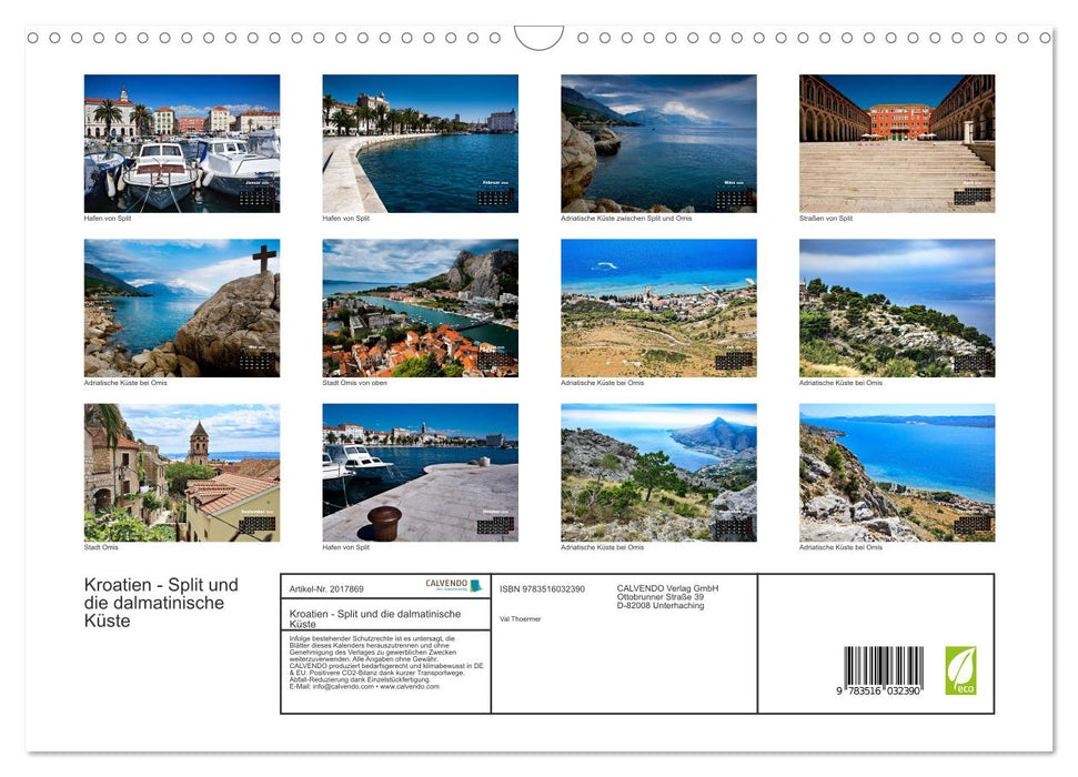 Kroatien - Split und die dalmatinische Küste (CALVENDO Wandkalender 2026)