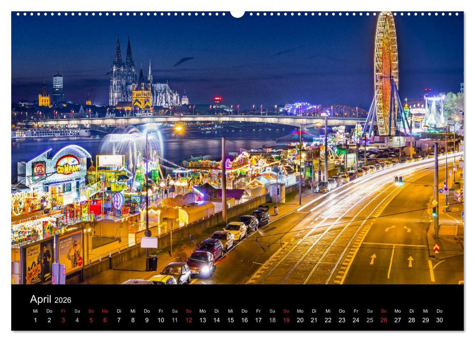 Köln Impressionen bei Nacht (CALVENDO Premium Wandkalender 2026)