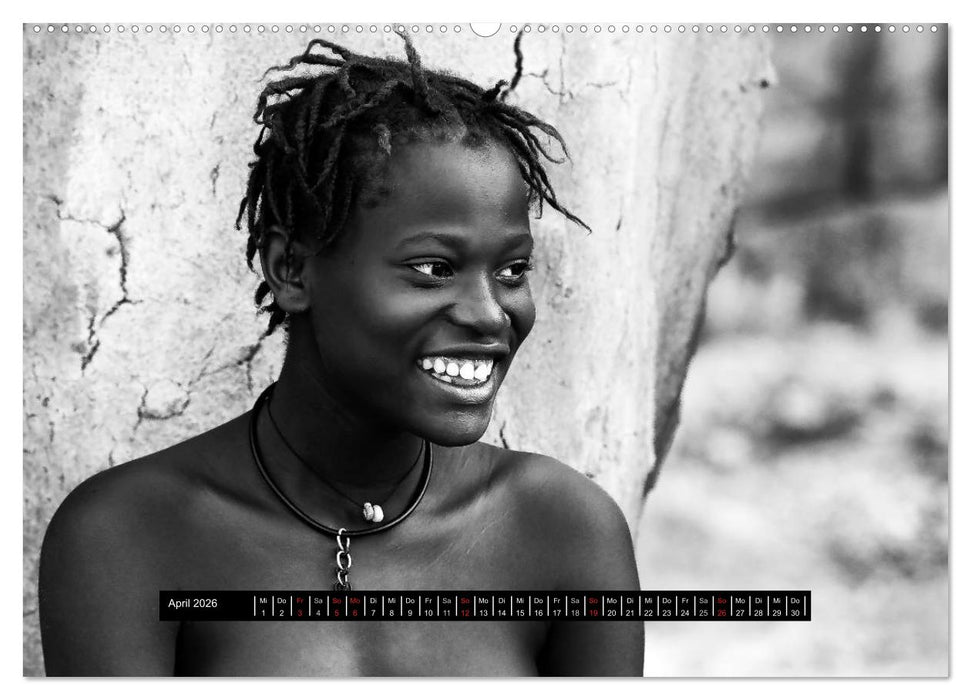 Menschen Afrikas schwarzweiß (CALVENDO Wandkalender 2026)