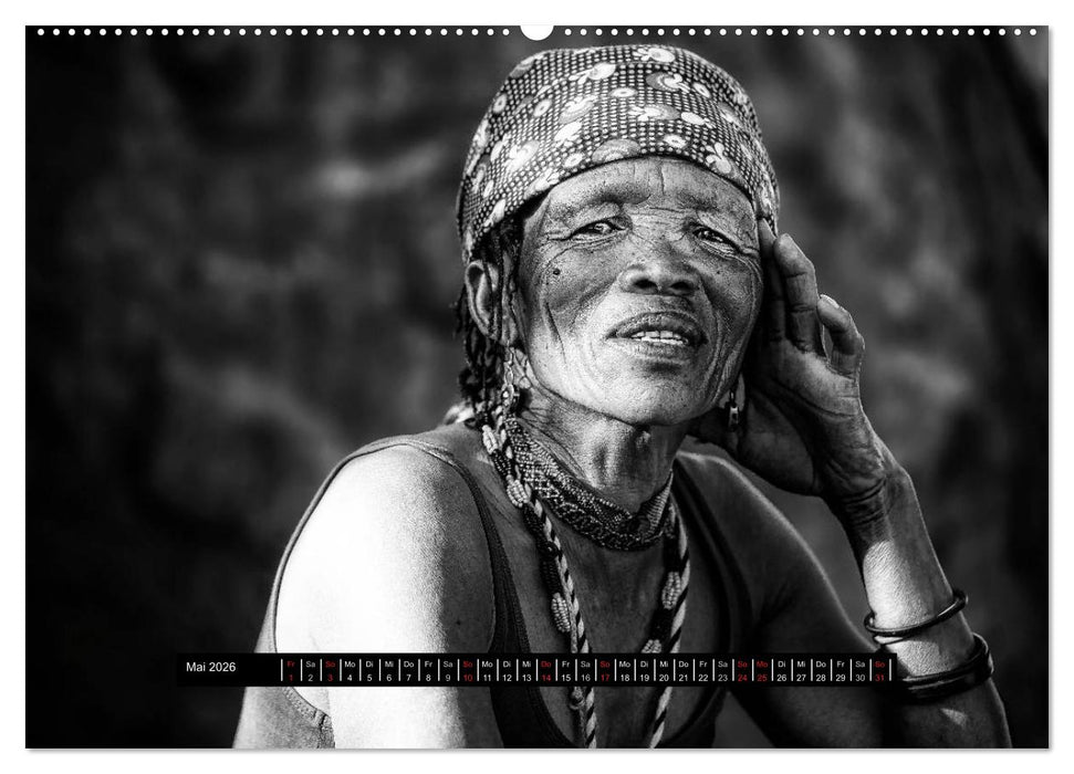 Menschen Afrikas schwarzweiß (CALVENDO Wandkalender 2026)