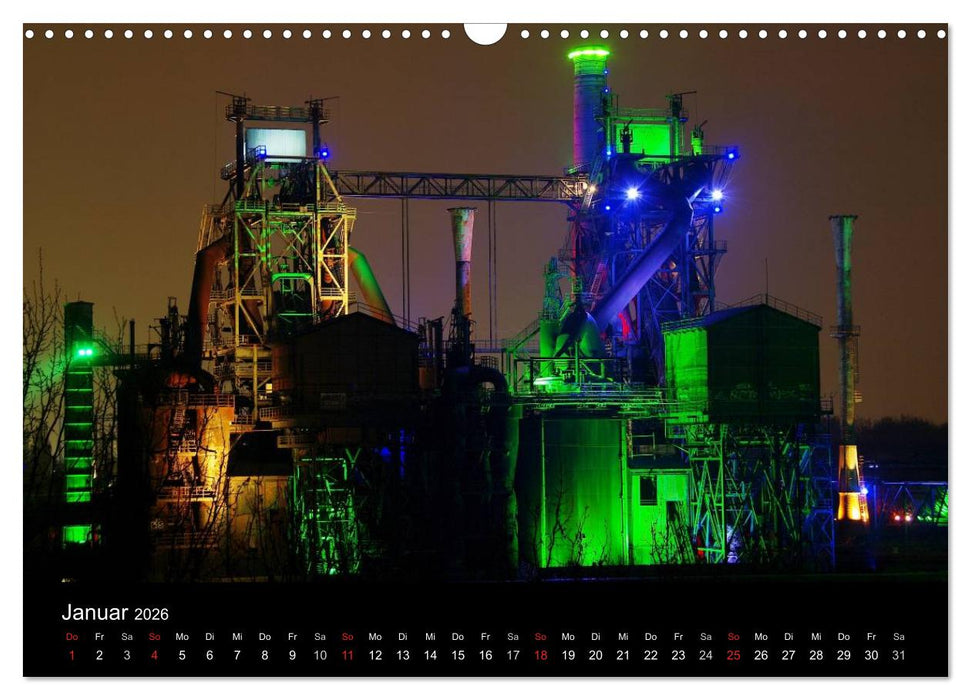 Wenn es Nacht wird im Ruhrgebiet (CALVENDO Wandkalender 2026)