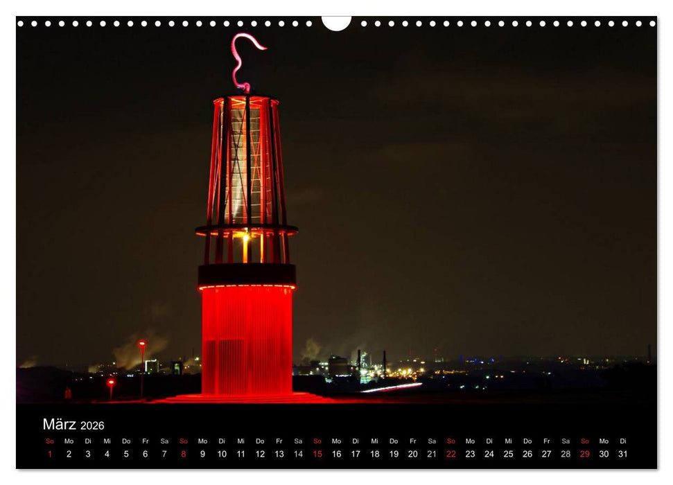 Wenn es Nacht wird im Ruhrgebiet (CALVENDO Wandkalender 2026)