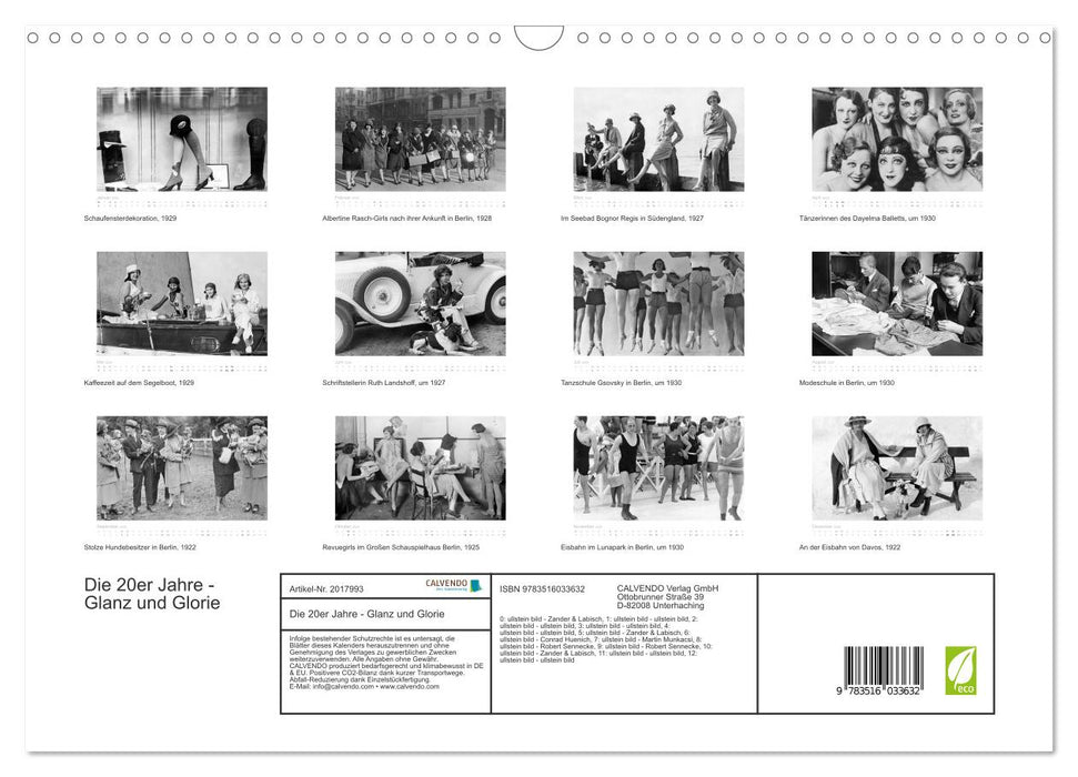 Die 20er Jahre - Glanz und Glorie (CALVENDO Wandkalender 2026)