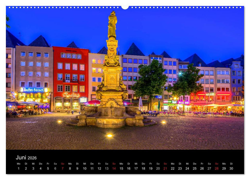 Köln Impressionen bei Nacht (CALVENDO Wandkalender 2026)