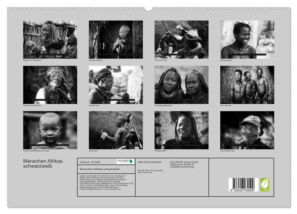 Menschen Afrikas schwarzweiß (CALVENDO Premium Wandkalender 2026)
