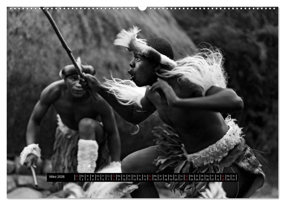 Menschen Afrikas schwarzweiß (CALVENDO Premium Wandkalender 2026)