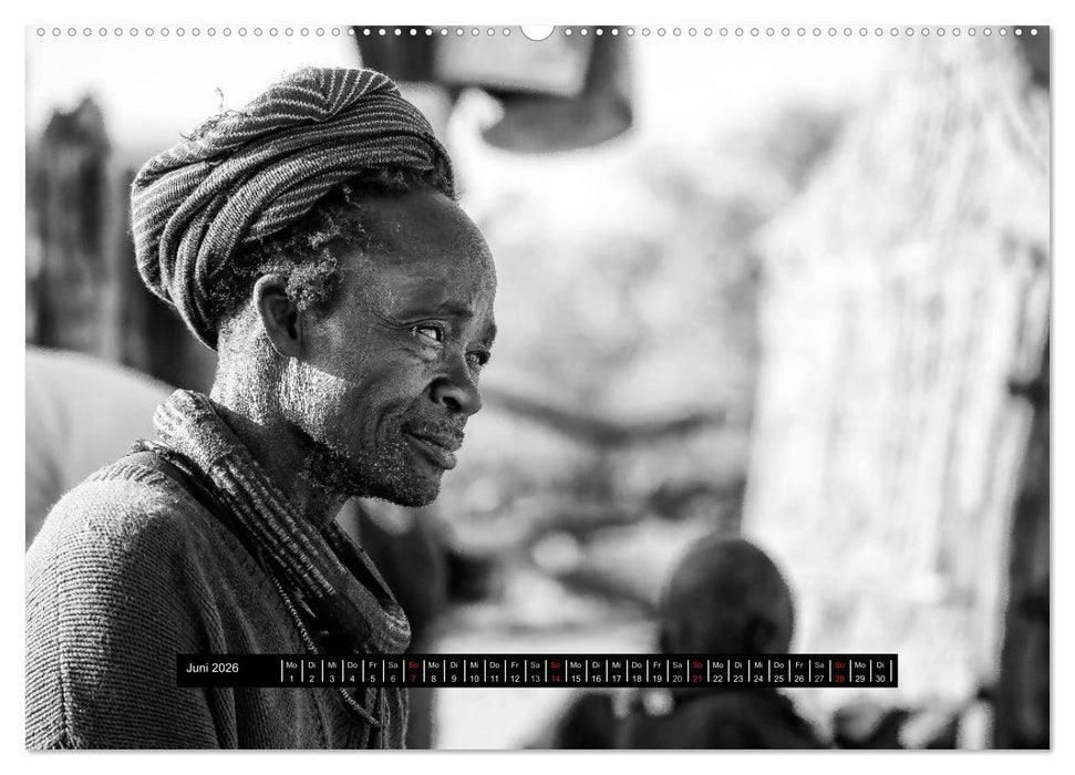 Menschen Afrikas schwarzweiß (CALVENDO Premium Wandkalender 2026)