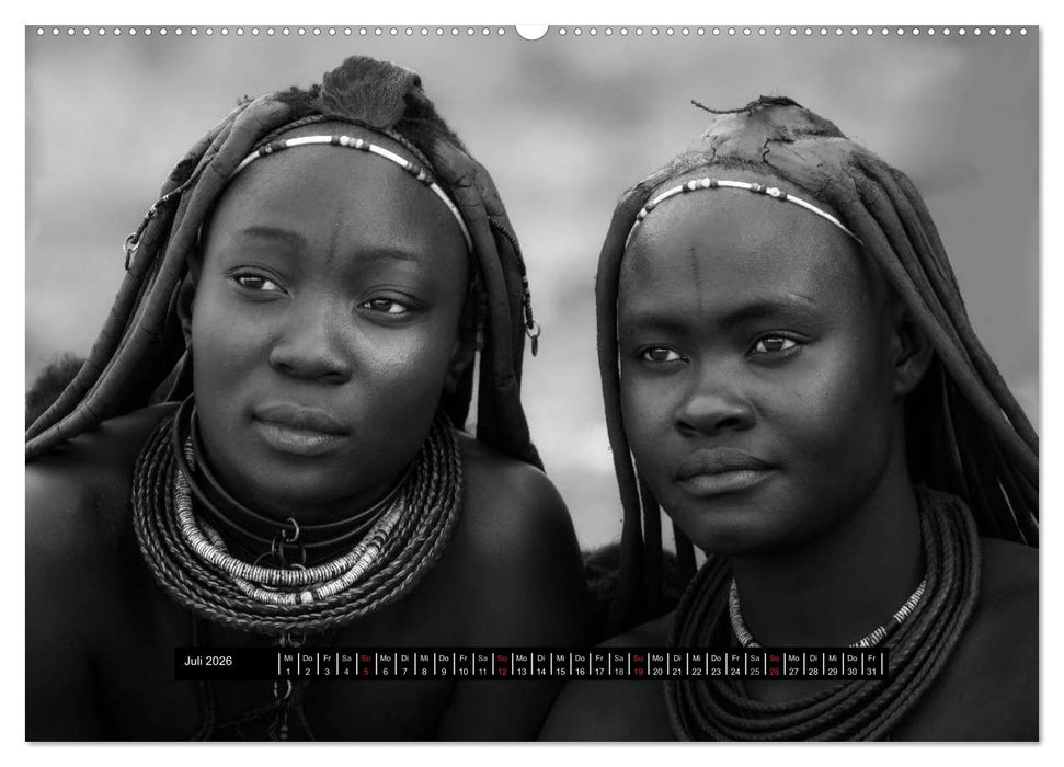 Menschen Afrikas schwarzweiß (CALVENDO Premium Wandkalender 2026)