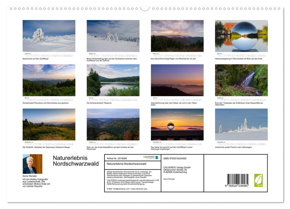 Naturerlebnis Nordschwarzwald (CALVENDO Premium Wandkalender 2026)