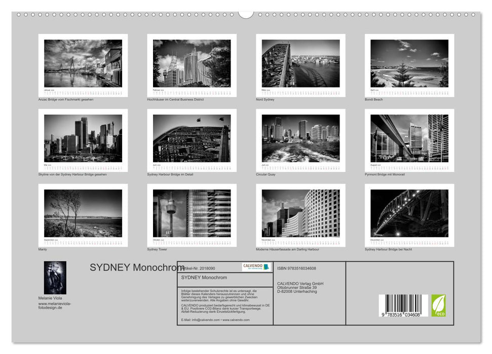 SYDNEY Monochrom (CALVENDO Premium Wandkalender 2026)