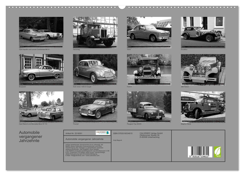 Automobile vergangener Jahrzehnte (CALVENDO Premium Wandkalender 2026)