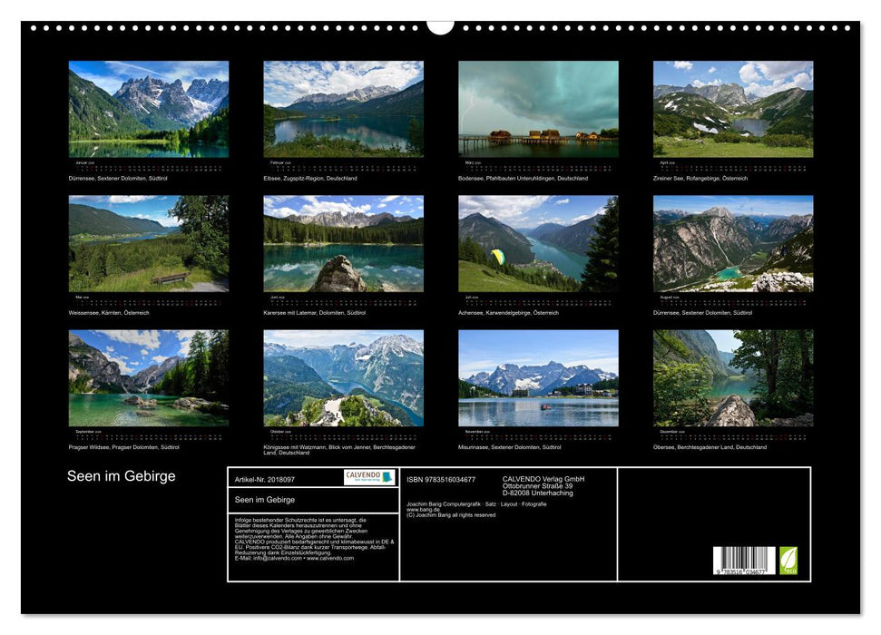 Seen im Gebirge (CALVENDO Wandkalender 2026)