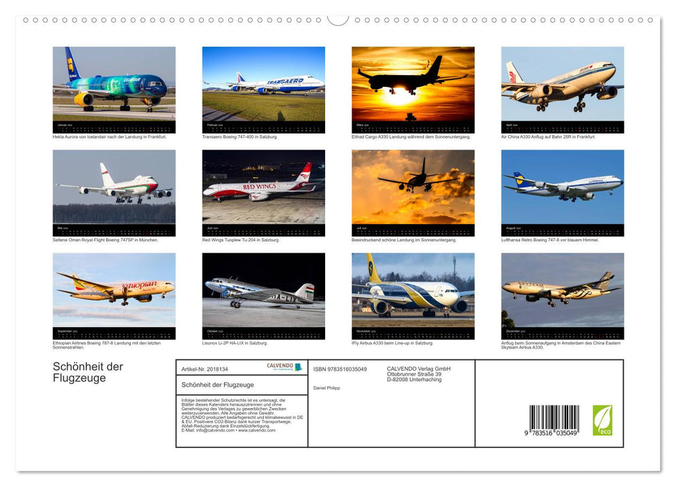 Schönheit der Flugzeuge (CALVENDO Premium Wandkalender 2026)