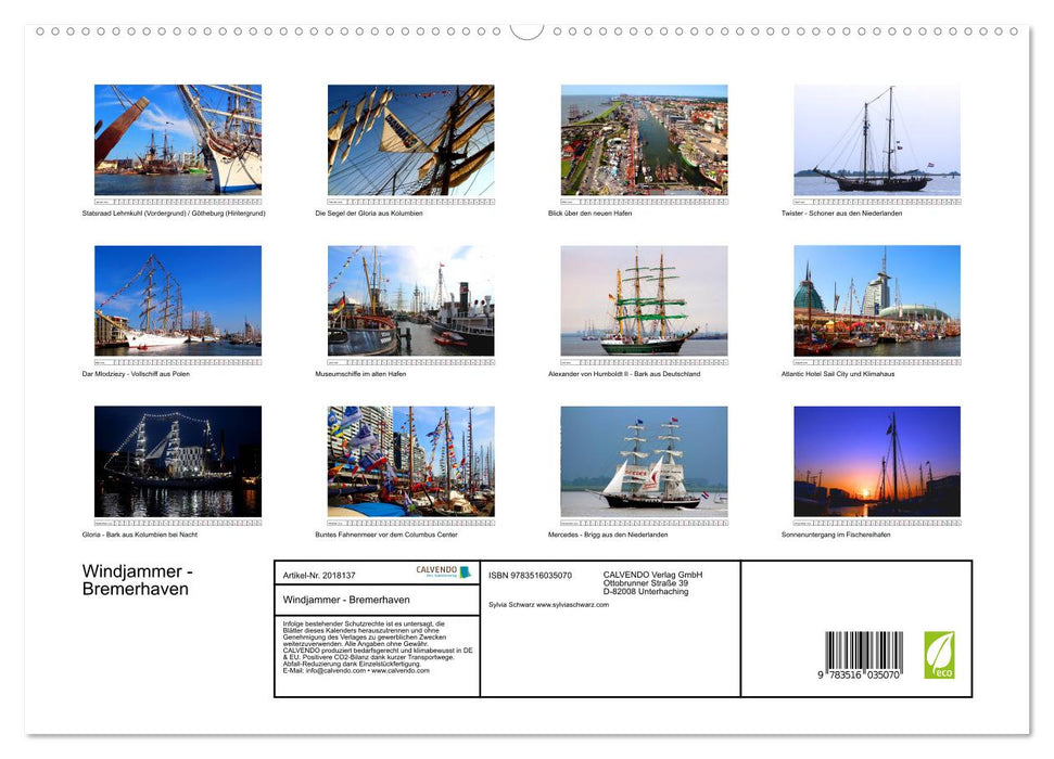 Windjammer - Bremerhaven (CALVENDO Premium Wandkalender 2026)