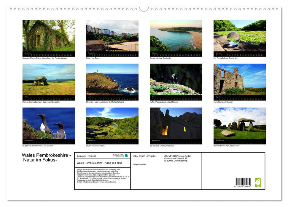 Wales Pembrokeshire - Natur im Fokus- (CALVENDO Wandkalender 2026)
