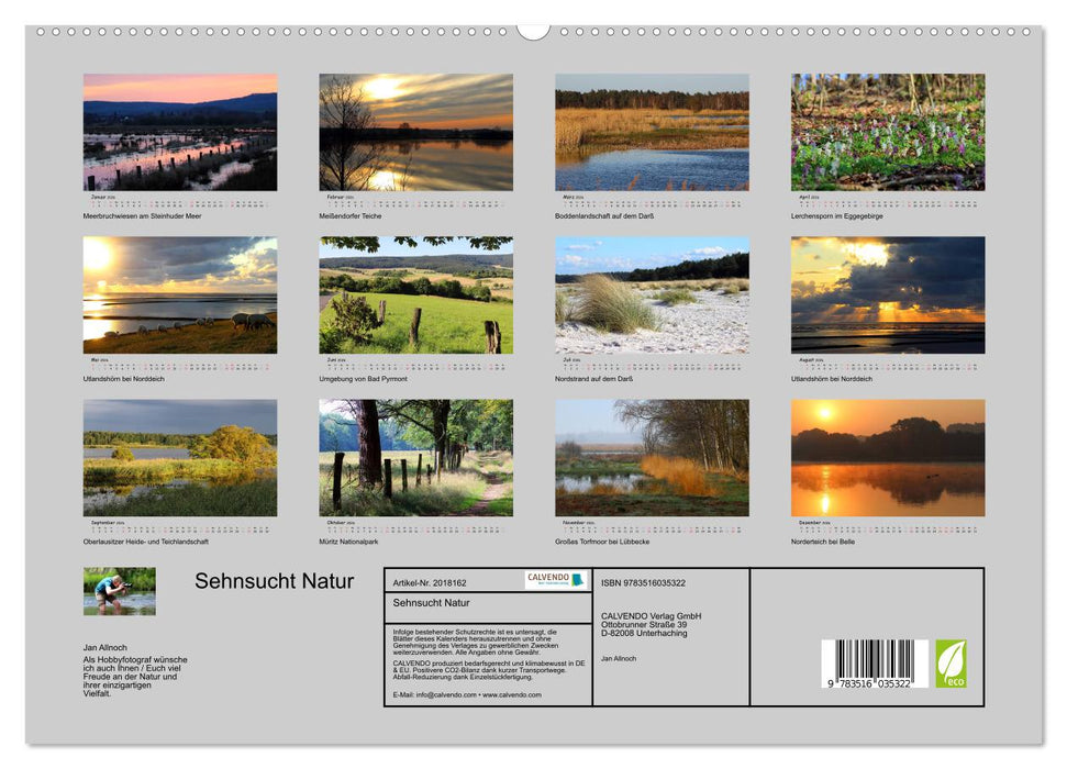 Sehnsucht Natur (CALVENDO Premium Wandkalender 2026)