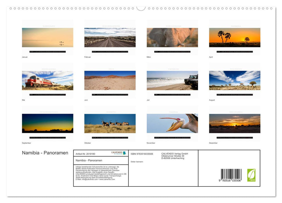 Namibia - Panoramen (CALVENDO Premium Wandkalender 2026)